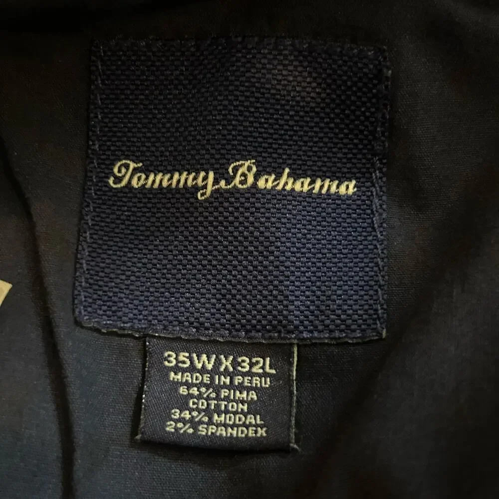 Tommy Bahama Pants Mens 35x32‎ (35x29) Blue Straight Leg Flat Front Pima Cotton